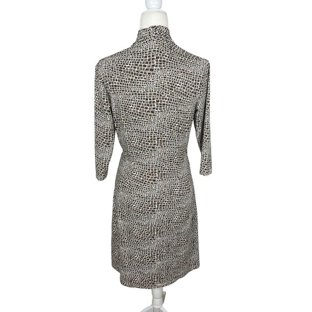 J.McLaughlin Catalina Cloth Savannah Panama Brown Cream Faux Wrap Dress Medium - Picture 8 of 14